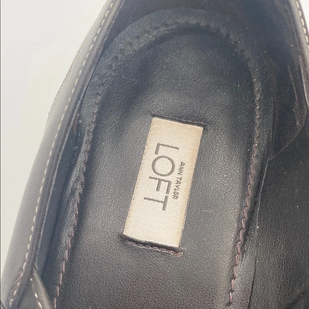LOFT Women's Dark Brown Heels Mary Jane women shoe 9M leather casual office Y2K